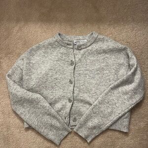 Bershka Gray Crewneck Button-Up Women's Sweater
